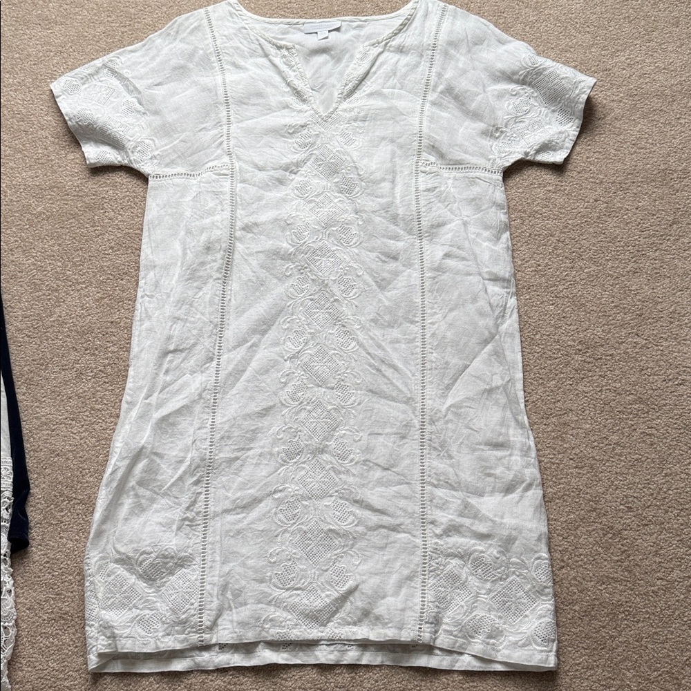 The White Company White Linen & Lined Dress Size US 8
